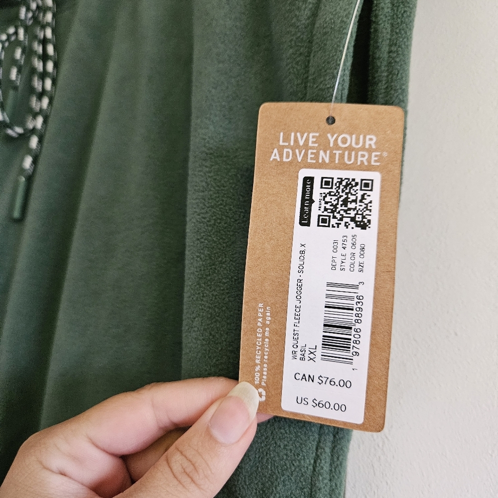 NWT Eddie Bauer Quest Green Jogger Pants - Picture 2 of 2